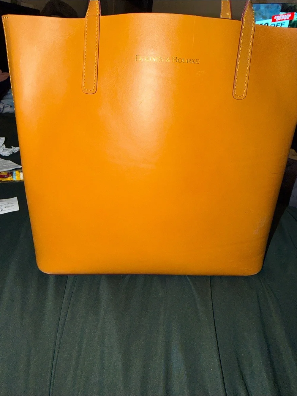 Dooney & Bourke Bright Orange Smooth Leather Tote
